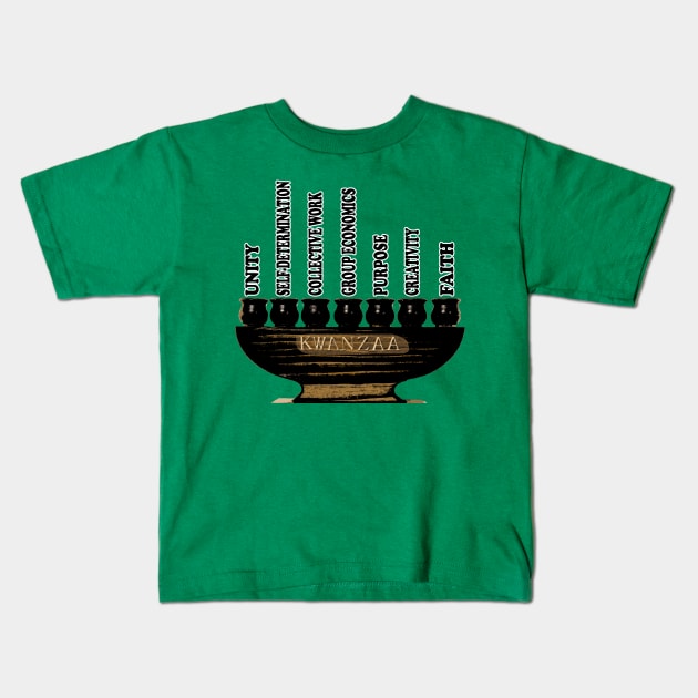 Kwanzaa Kinara Black Kids T-Shirt by IronLung Designs